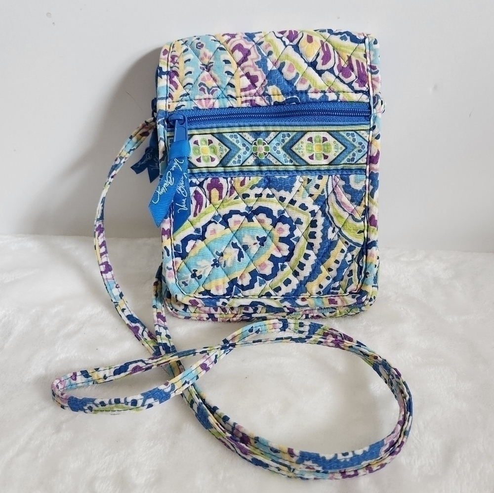 Vera Bradley Retired Capri Blue Yellow Paisley Hipster Crossbody Bag Purse
